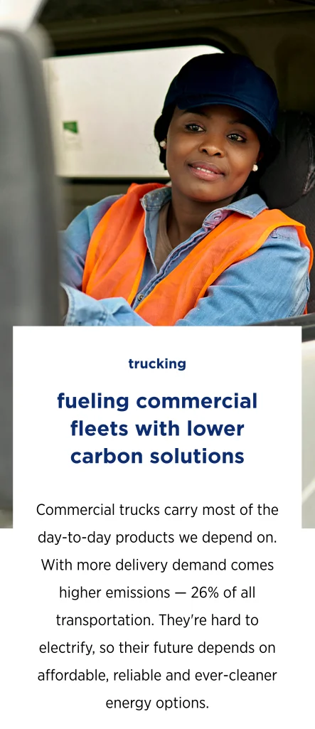 Chevron Renewable Fuels: Trucking page, shown in full.